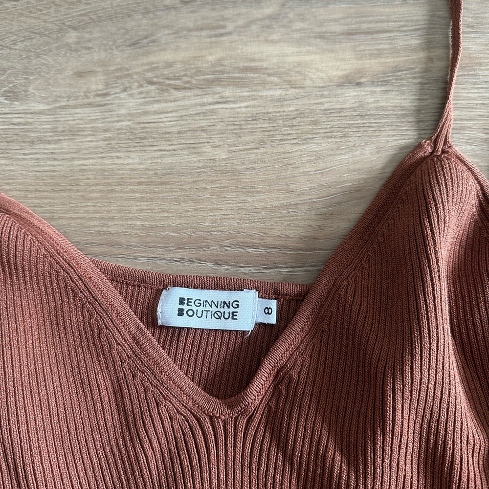 Beginning Boutique Rust Ribbed Bralette - Picture 2 of 2